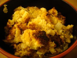 cornbread stuffing with caramelized onions and bacon