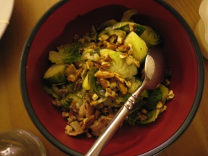 brussel sprouts with bacon and chopped pecans