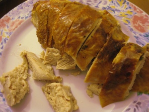 herb-roasted brined turkey breast, sliced against the grain